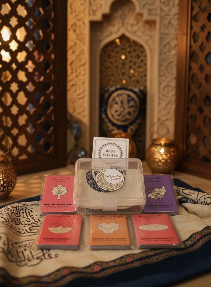 maffick 5 Packs Islamic Dua & Prayer Cards Set (Total 90 Cards) - Bilingual Arabic/English Mindfulness Flashcards with Storage Box & Ramadan Gift Bag - Educational Islamic Gift - Image 1